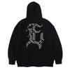 Ev E Emblem Paisley French Terry Oversized Hoodie (Black)