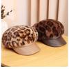 Women S Fashion Versatile Fleece Lined Leopard Print Beret Hat For Autumn Winter