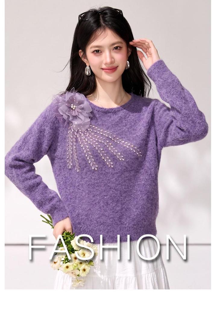 Autumn Women's Soft 3D Floral Sweater, Korean Gentle & Lazy Style
