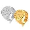 European & American Fashion 21MM Irregular Crack Stainless Steel Rhombus Ring