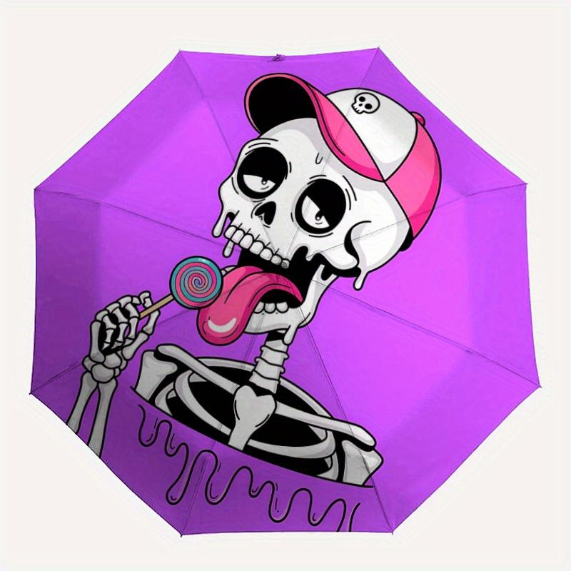 

1pc Skelton Candy Automatic Open/Close, Foldable Compact Umbrella with 8-Rib Shaft, Perfect Gift For Men And Women 084