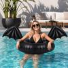 Summer Beach Float Ring Inflatable Pool Float, Creative Bat Wings Decor, Black Thickened PVC Swim for Party Halloween Calm Water Tube