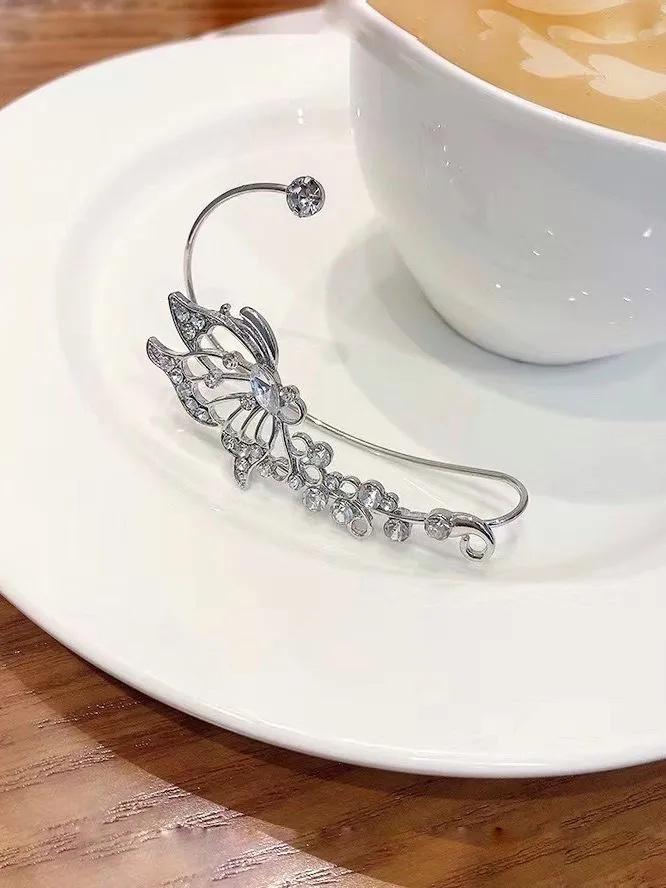 Elegant Butterfly Design Ear Cuff With Crystal Accents Lightweight Vintage Style Ear Jewelry For Women And Girls Suitable For Various Occasions
