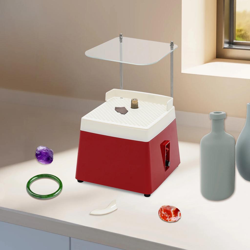 Portable Stained Glass Grinder with Shield, 4200RPM Mini Art Grinding Tool Glass Grinders with MCBL58 Grinding Wheel 110V 65W