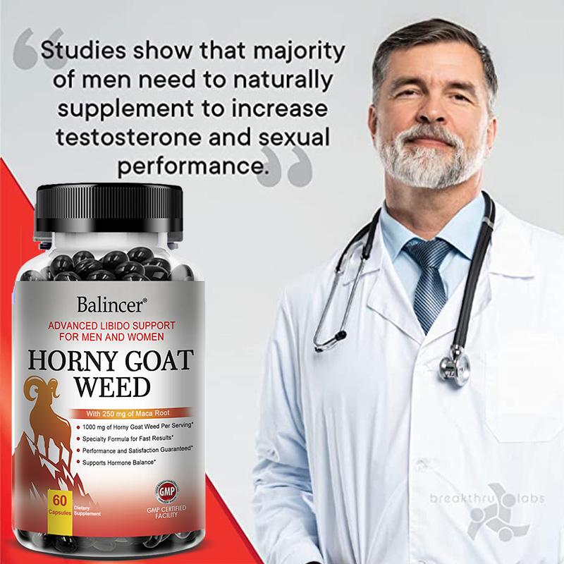 Horny Goat Weed Capsules 120 Count, Maca Root & L‑Arginine Complex, Natural Energy Herbal Supplement