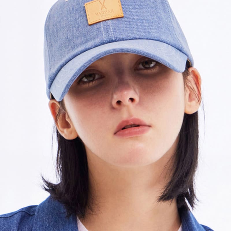 

VARZAR VA Square Denim Label Ball Cap Light Blue FREE