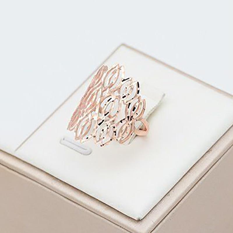 Russian 585 Purple Gold Hollow Car Flower Ring Elegant Temperament Rose Gold Plated Rhombus Ring Jewelry