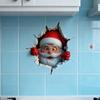 Santa Claus Breaching Through A Wall Sticker PVC Waterproof Sticker Door Window Wall Decals DIY Peel Sticker Home Party Decor