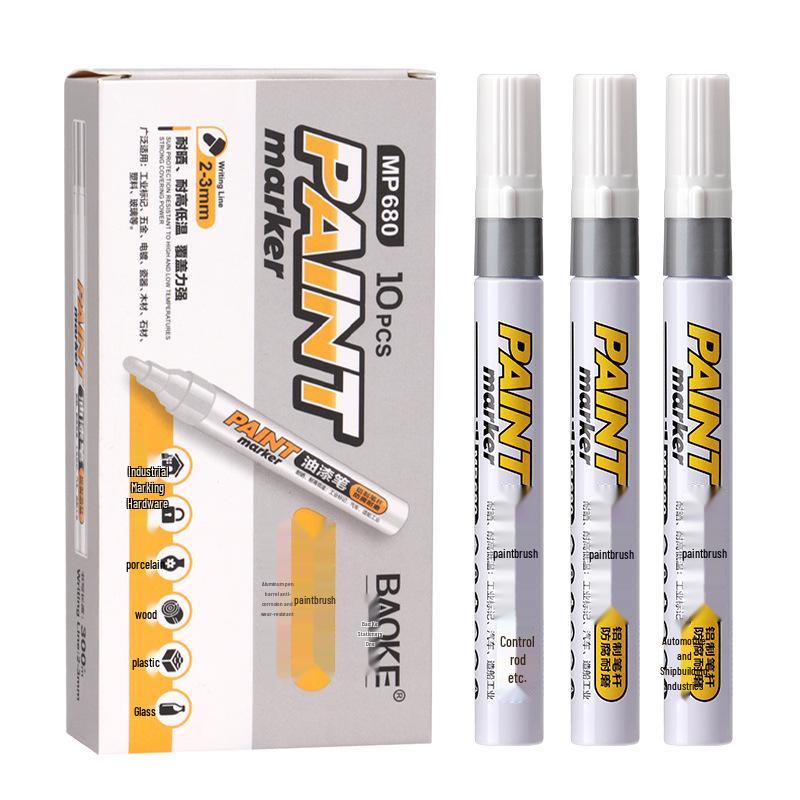 Bao Ke MP680 Waterproof Industrial Paint Marker - White & Gold Signature Pen