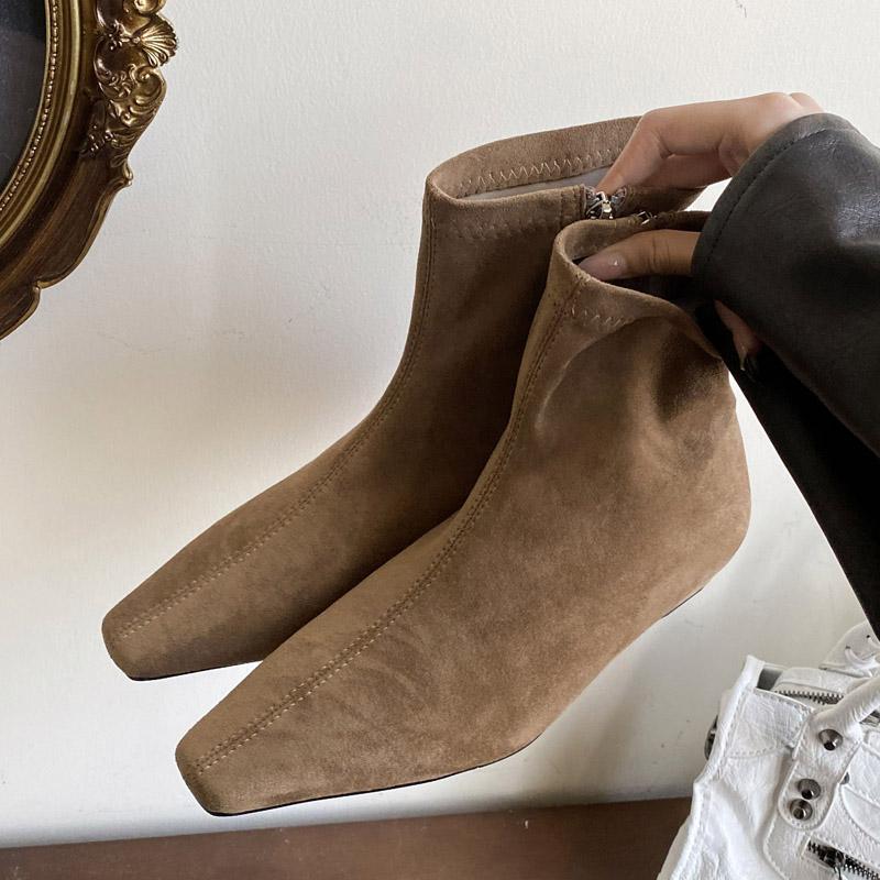 Fashion Eilyken Autumn Winter Women Ankle Boots Low Heels Zipper Shoes Fashion Pointed Toe Comfortable Botas Zapatos De Mujer