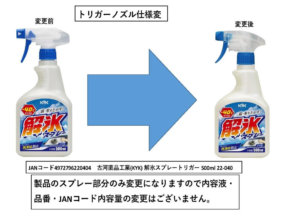 Furukawa Chemical Spray (KYK) De-icing Trigger, 500ml, 22-040