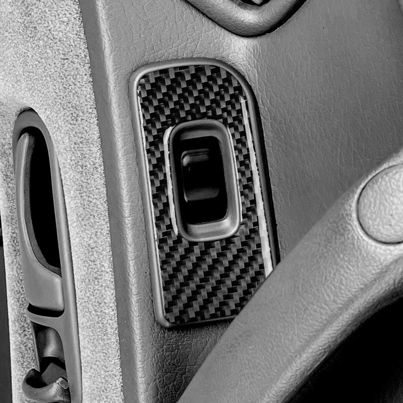 For Nissan 300ZX 1989-1997 Real Carbon Fiber Stickers Door Window Lift Control Panel Frame Car Accessories Interior Decorative