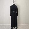 Amazon European and American winter French elegant wind contrasting color long-sleeved dress high-necked chiffon long belt long dress