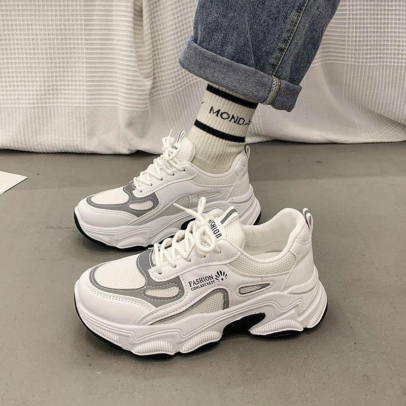 Thick-soled Dad Shoes, Spring 2025 Fashion Versatile Thick-soled Breathable Mesh Casual Sports Shoes Women