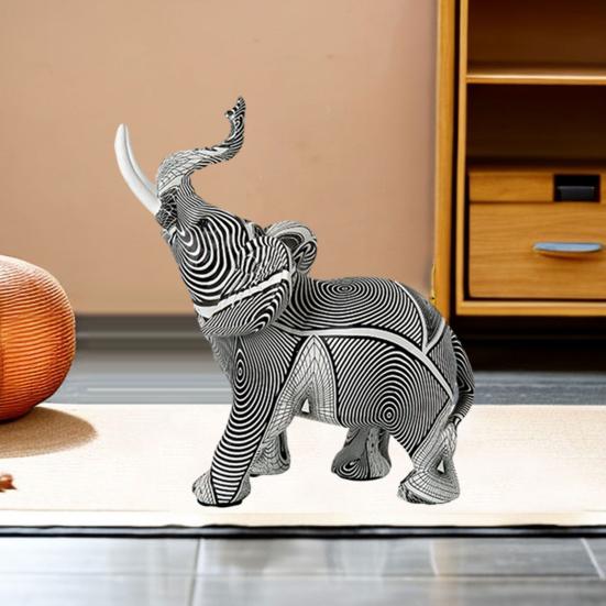Creative Elephant Shape Statue Graffiti Pattern Good Luck Figure Synthetic Resin Display Mold Office Decor