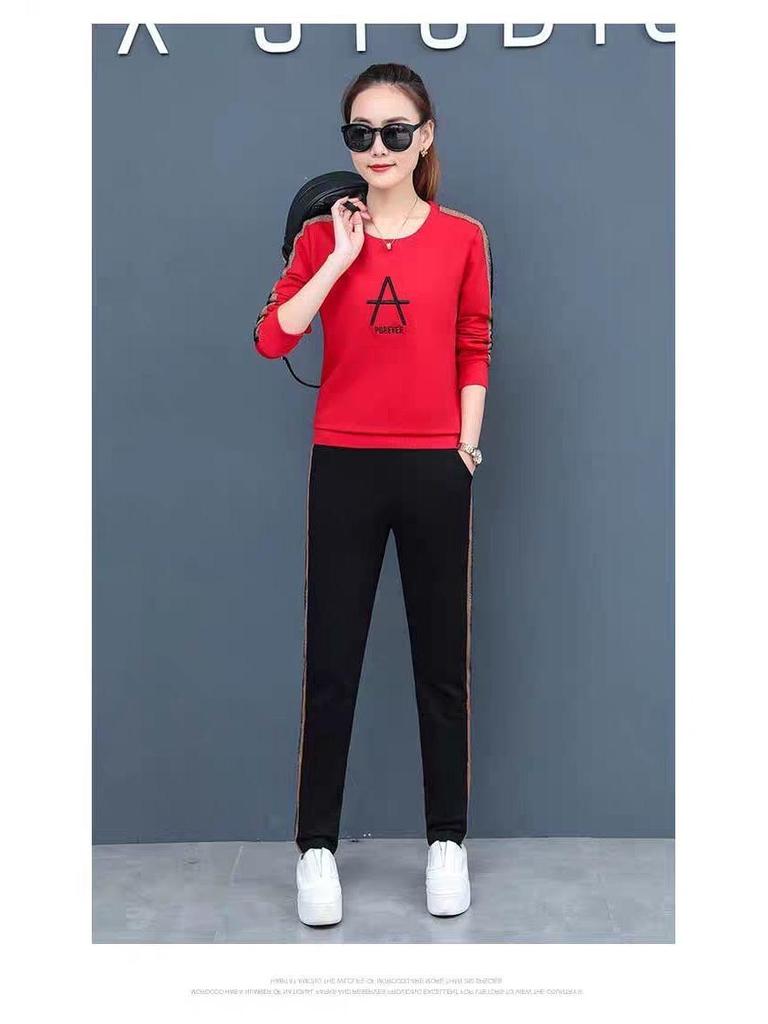 Women's European and American Spring/Autumn Fashion: Long-Sleeve Sweater Two-Piece Casual Sportswear Set