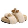 French fairy style sub-bow fluffy shoes female 2025 autumn and winter new outer wear advanced sense warm cotton drag female