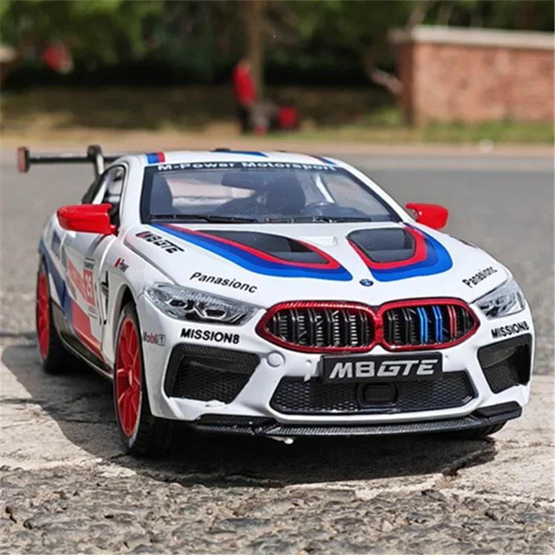 1:24 BMW M8 GTE TRACK Alloy Racing Car Model Diecasts Metal Toy Sports Vehicles Car Model Collection Sound Light Gifts