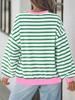 2026 Autumn/Winter Women's Round Neck Striped Long Sleeve Loose T-shirt