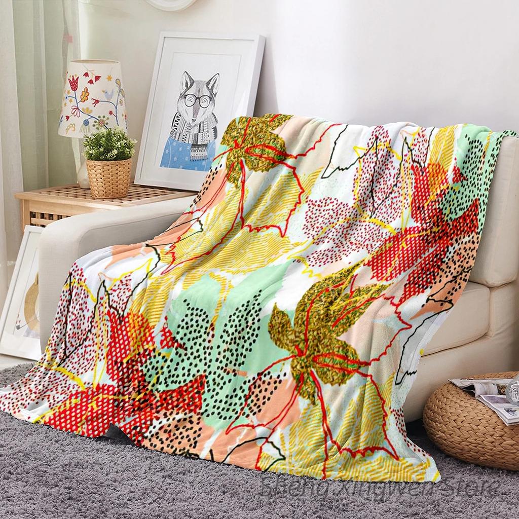 Büffelkaros Ahorn Flanell Decke Weiche Überwurfdecke Blätter Eicheln Kürbisse Libelle Schmetterling Sofa Bett Dekor Halloween Geschenke