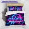 3PC Custom Name Gamer Neon Artwork Bedding Set Printed  Bedding Set Duvet Cover Closure Includes 1 Duvet Cover & 51 Pillowcases for Bedroom