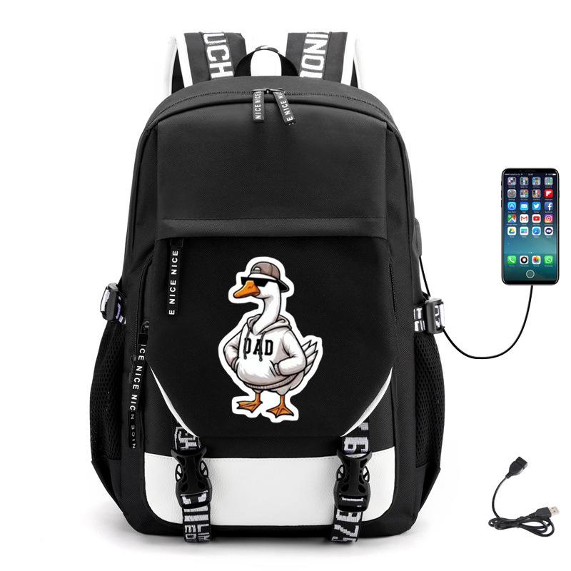 Multifunctional Goose Backpack Large Capacity Student Bag Leisure Travel Usb Computer Bag