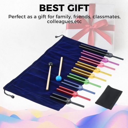 Bskivd Tuning Fork Set, 9 Color Tuning Forks for Chakra Healing, Sound Therapy, and Perfect Harmony of Body, Mind, and Spirit