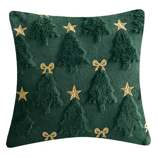 Christmas Pillowcase 3D Embroidery Tree Pattern Winter Holiday Throw Pillow Cushion Cover Festive Home Decor