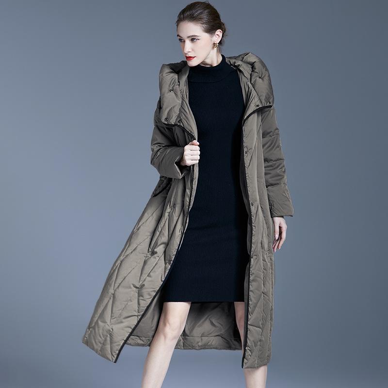 European station down jacket women's long knee winter new loose solid color versatile thickened warm jacket