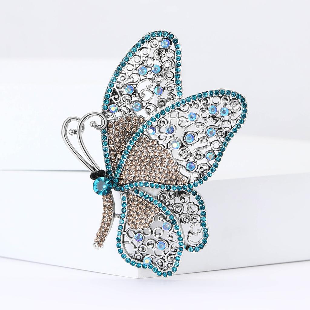 Luxury Rhinestone Butterfly Brooches for Women Unisex Pearl Insect Pins Event Party Gift Backpack Decoration Clothes Accessories