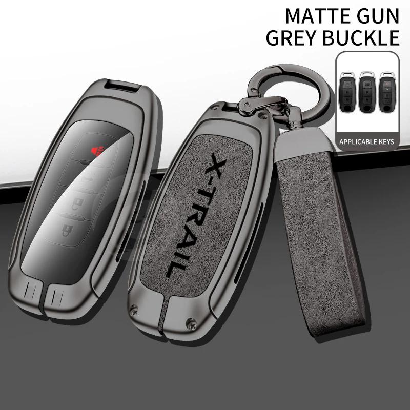 Zinc Alloy Car Key Case Cover For Nissan X-Trail T30 T31 T32 T33 Key Shell Protector Bag With Keychain Interior Accessories
