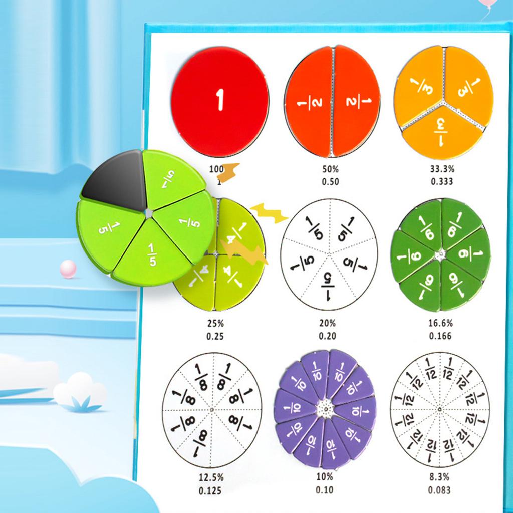 Magnetic Fraction Educational Puzzle with Fraction Tiles & Fraction Circles Fraction Puzzle Fraction Learning Math To Y for Kids