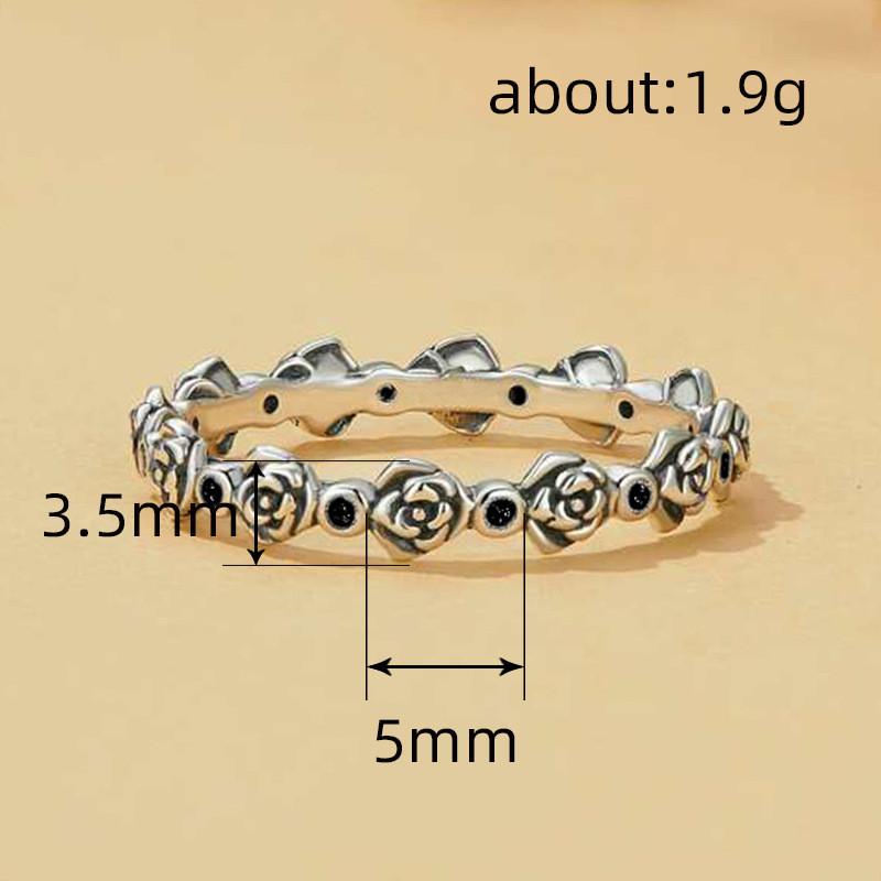 925 Sterling Silver Vintage Rose Rings for Women Chic Female Finger Ring Daily Wear Party Statement Accessory Jewelry