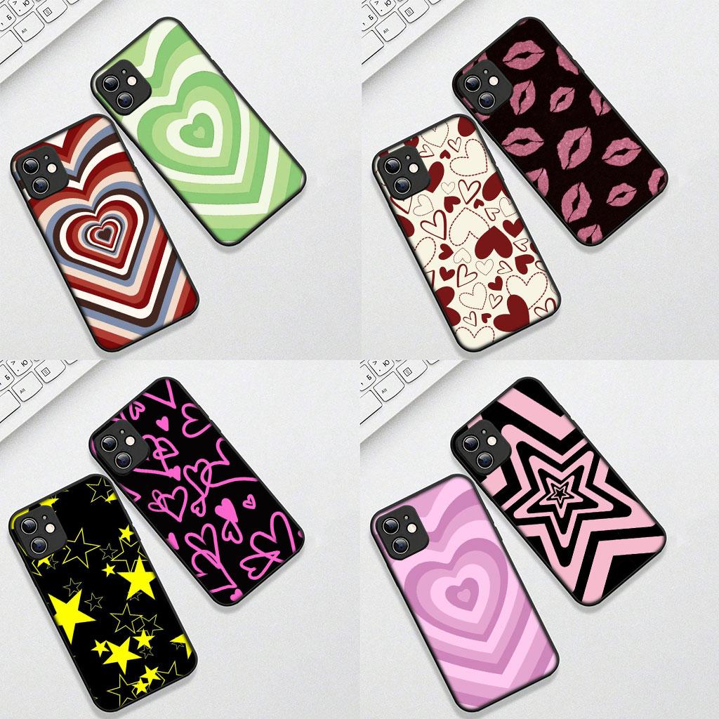 Cover for Samsung Galaxy S22 S21 S20 FE Ultra Plus A35 A36 A55 A37 A33 A34 A57 Coque Phone Case Pink Star Dark Red Heart Love