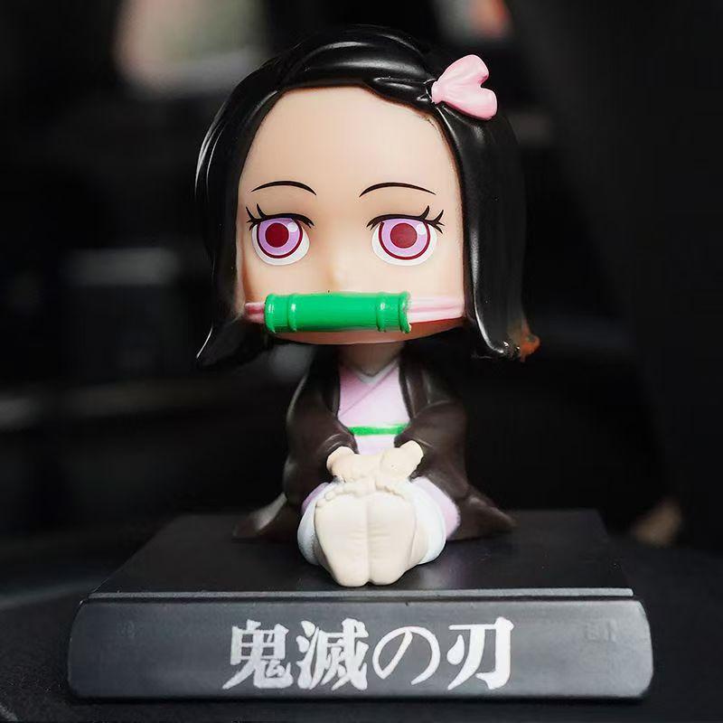 Anime Demon Slayer Cartoon Kamado Nezuko Kamado Tanjirou Cute Shake Head Doll Car Decoration Christmas Statue Gift