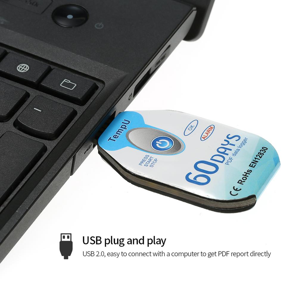 Disposable Temperature Recorder Waterproof USB PDF Disposable Temperature Data Recorder 60/90Day Cold Chain Temperature Recorder