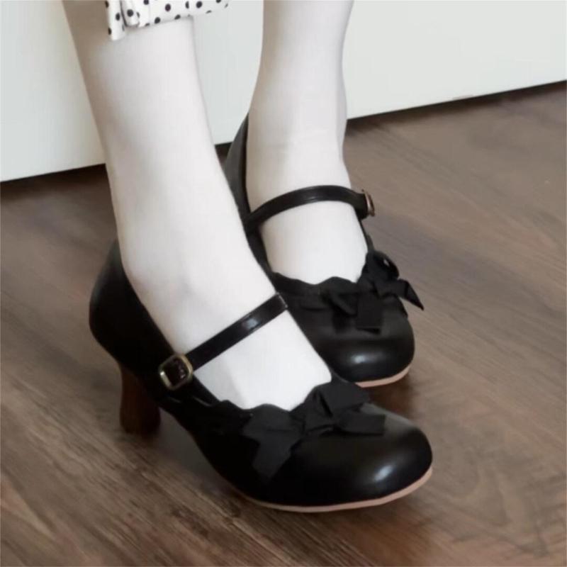 Frühling Niedlich Hoher Absatz Damen Mary Jane Schuhe Mode Schmetterlingsknoten Riemchenschuhe Damen Designer Luxus Abend Pumps