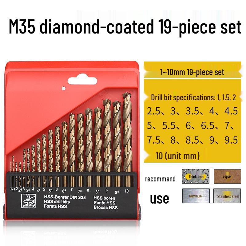 Cobalt-Enhanced Extended Length Twist Drill Bit Set - Super Hard Stainless Steel Alloy, 4.2mm.