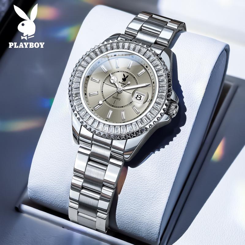Playboy Women's Luxury Waterproof Starry Sky Quartz Watch with Diamond Accents.