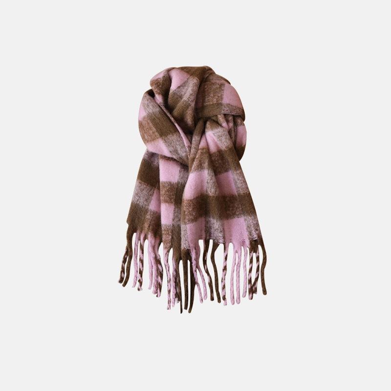 Maillard Fleece-Like Cashmere Plaid Scarf Women's Autumn Winter Winter High-End Versatile Shawl Thickened Warm Neck Warmer