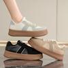 Klumpiga platåsneakers för kvinnor Casual andningsbara PU-läderskor för promenader Snörning Komfort Löparsko Dam Lätta tränings Tennisskor