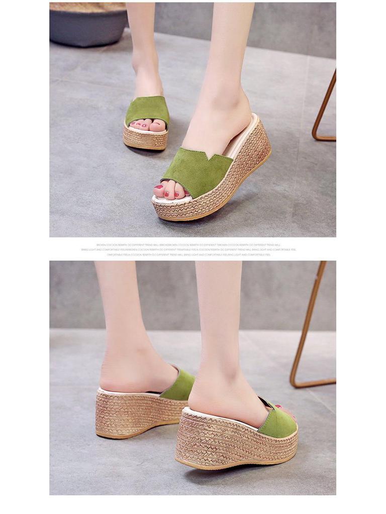 Women's 2019 Korean-Style Summer Platform Wedge Sandals - Thick Sole One-Strap Slippers