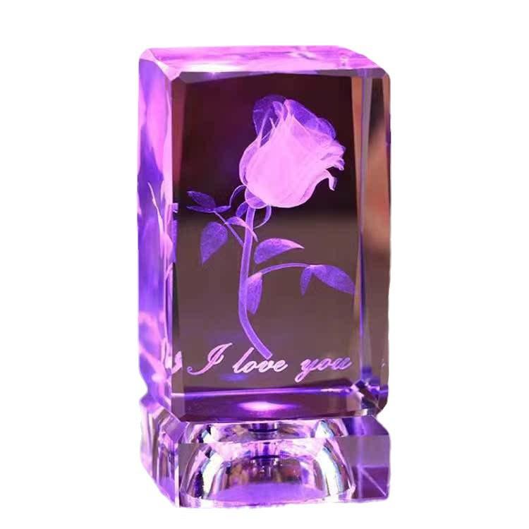 Romantic Rose Night Light: Crystal Ornament and Valentine's Confession Gift
