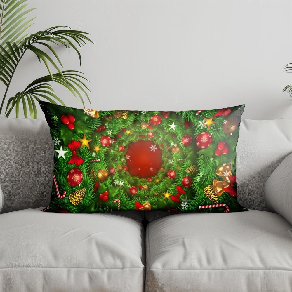 Home Decor Christmas Ornament-Patterned Pillow Suitable For Sofa Bedroom Car Pillow Cover Cushion Rectangular Back Cushion