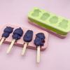 Eisform 4 Mulden Tierform DIY Silikon Selbstgemacht Häschen Schweinchen Eis am Stiel Form Küchenzubehör