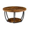 Coffee Table, Modern Round Coffee Table, 2 Tiers Wooden Circle Center Desk with Open Storage, Minimalist Sturdy Metal Frame Accent End Desk for Living