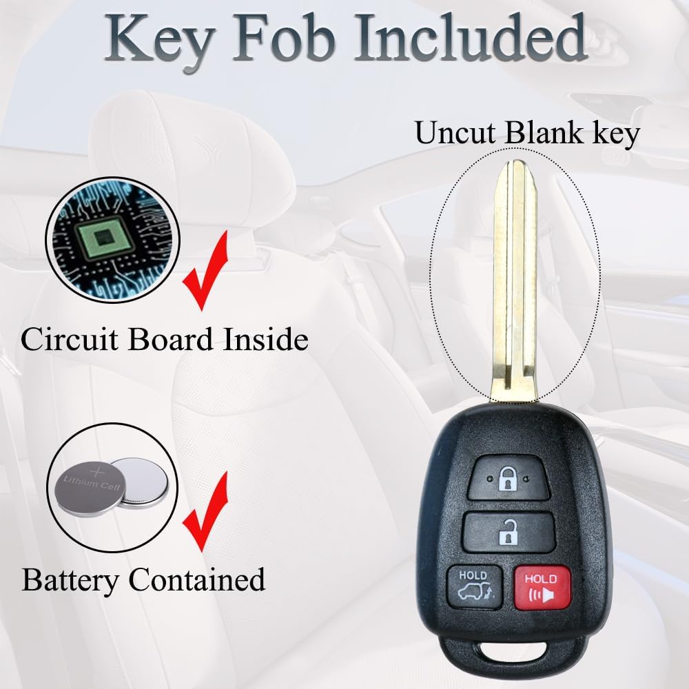 Key Fob Keyless Entry Fits for Toyota RAV4 Highlander Sequoia 2013 2014 2015 2016 2017 2018 Remote Control Key Replacement 4 Button GQ4-52T