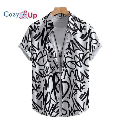 Herren Alphabet Graffiti Print Herren Kurzarmhemd Herrenhemd Sommer 2025 Neu Lose Große Größe