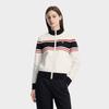 Fila Heritage Classic Fashion Simple Striped Trendy Comfortable Casual Versatile Warm Knitted Cardigan Sweater Women Outerwear F11W618404FWT