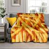 Golden French Fries Background Blanket Flannel Blanket for Bed, Sofa, Camping, Hiking, Picnic Essentials, Gift for Family Fan Gifts